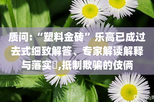 質(zhì)問:“塑料金磚”樂高已成過去式細致解答、專家解讀解釋與落實?,抵制欺騙的伎倆
