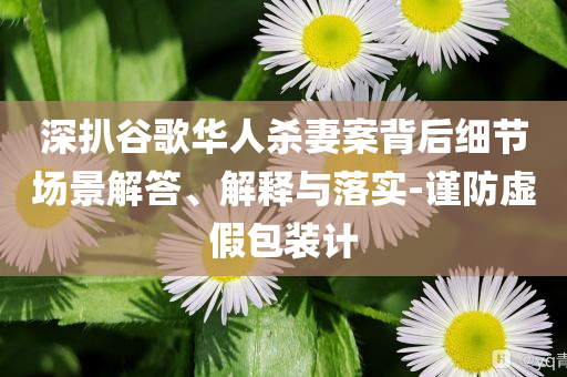深扒谷歌華人殺妻案背后細(xì)節(jié)場(chǎng)景解答、解釋與落實(shí)-謹(jǐn)防虛假包裝計(jì)