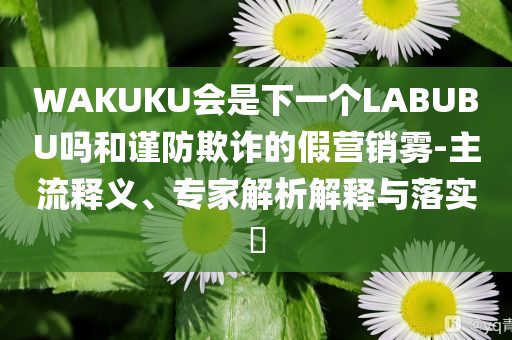 WAKUKU會是下一個LABUBU嗎和謹(jǐn)防欺詐的假營銷霧-主流釋義、專家解析解釋與落實?