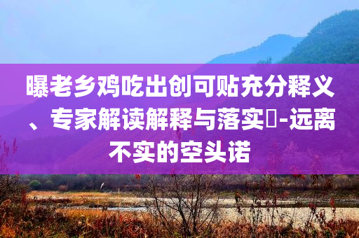 曝老鄉(xiāng)雞吃出創(chuàng)可貼充分釋義、專家解讀解釋與落實?-遠離不實的空頭諾