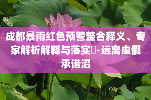 成都暴雨紅色預(yù)警整合釋義、專家解析解釋與落實(shí)?-遠(yuǎn)離虛假承諾沼