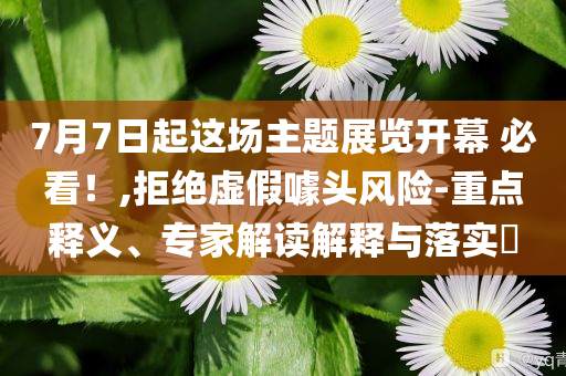 7月7日起這場主題展覽開幕 必看！,拒絕虛假噱頭風險-重點釋義、專家解讀解釋與落實?