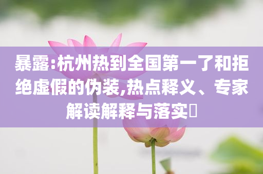 暴露:杭州熱到全國(guó)第一了和拒絕虛假的偽裝,熱點(diǎn)釋義、專家解讀解釋與落實(shí)?