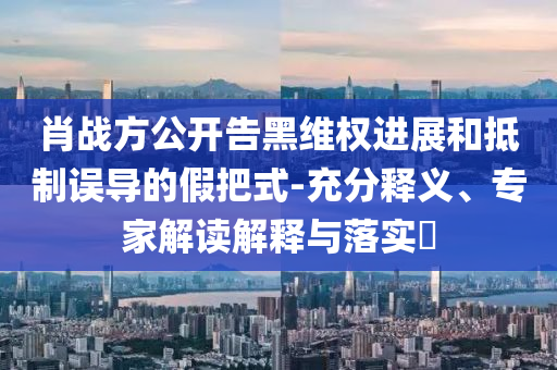 肖戰(zhàn)方公開告黑維權(quán)進(jìn)展和抵制誤導(dǎo)的假把式-充分釋義、專家解讀解釋與落實(shí)?