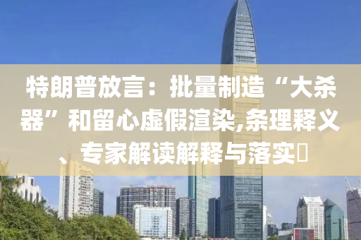 特朗普放言：批量制造“大殺器”和留心虛假渲染,條理釋義、專家解讀解釋與落實(shí)?