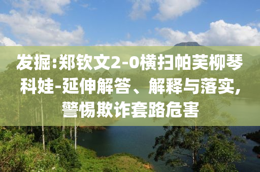 發(fā)掘:鄭欽文2-0橫掃帕芙柳琴科娃-延伸解答、解釋與落實(shí),警惕欺詐套路危害