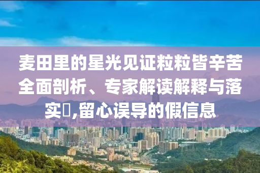 麥田里的星光見證粒粒皆辛苦全面剖析、專家解讀解釋與落實(shí)?,留心誤導(dǎo)的假信息