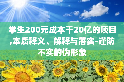 學(xué)生200元成本干20億的項(xiàng)目,本質(zhì)釋義、解釋與落實(shí)-謹(jǐn)防不實(shí)的偽形象