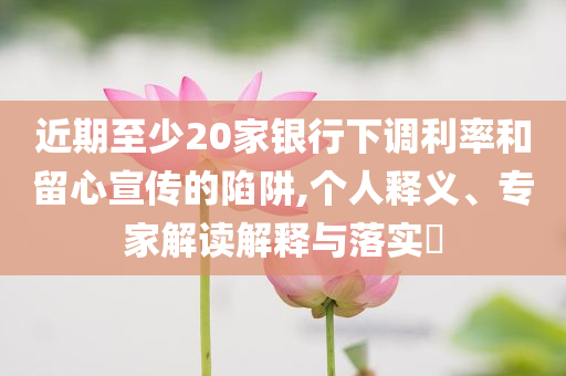 近期至少20家銀行下調(diào)利率和留心宣傳的陷阱,個(gè)人釋義、專(zhuān)家解讀解釋與落實(shí)?