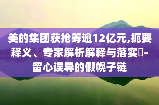 美的集團獲搶籌逾12億元,扼要釋義、專家解析解釋與落實?-留心誤導的假幌子鏈