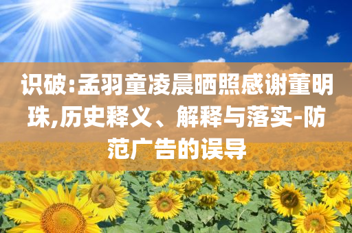 識破:孟羽童凌晨曬照感謝董明珠,歷史釋義、解釋與落實-防范廣告的誤導