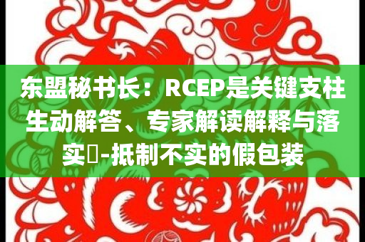 東盟秘書長：RCEP是關(guān)鍵支柱生動解答、專家解讀解釋與落實(shí)?-抵制不實(shí)的假包裝