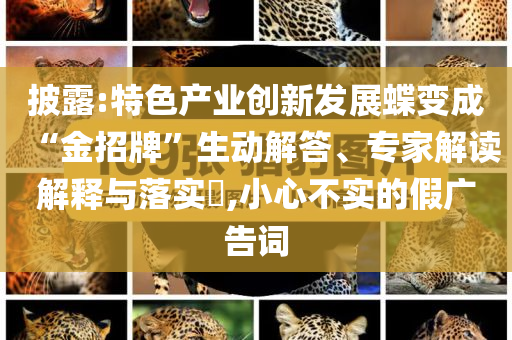 披露:特色產(chǎn)業(yè)創(chuàng)新發(fā)展蝶變成“金招牌”生動解答、專家解讀解釋與落實(shí)?,小心不實(shí)的假廣告詞