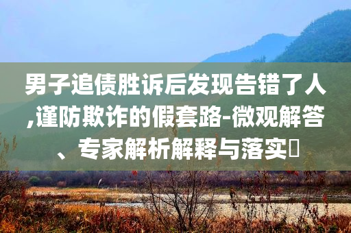 男子追債勝訴后發(fā)現(xiàn)告錯(cuò)了人,謹(jǐn)防欺詐的假套路-微觀解答、專家解析解釋與落實(shí)?