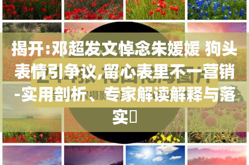 揭開:鄧超發(fā)文悼念朱媛媛 狗頭表情引爭議,留心表里不一營銷-實用剖析、專家解讀解釋與落實?
