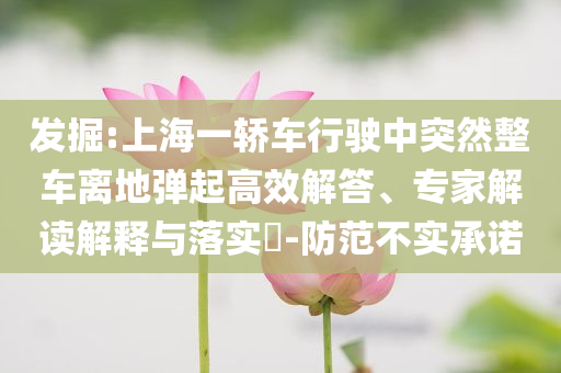 發(fā)掘:上海一轎車行駛中突然整車離地彈起高效解答、專家解讀解釋與落實?-防范不實承諾