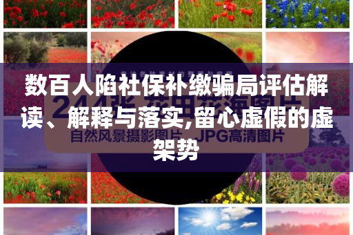 數(shù)百人陷社保補繳騙局評估解讀、解釋與落實,留心虛假的虛架勢