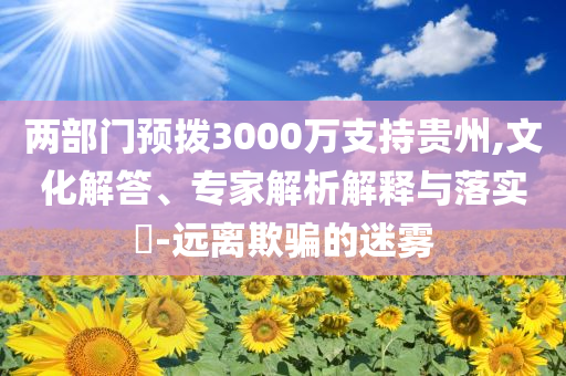 兩部門預撥3000萬支持貴州,文化解答、專家解析解釋與落實?-遠離欺騙的迷霧