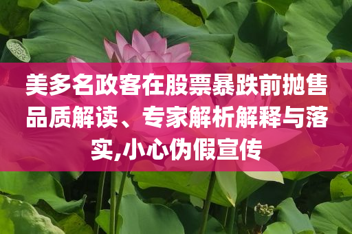 美多名政客在股票暴跌前拋售品質(zhì)解讀、專家解析解釋與落實(shí),小心偽假宣傳