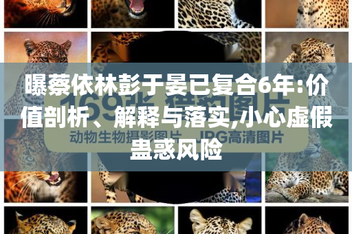 曝蔡依林彭于晏已復(fù)合6年:價值剖析、解釋與落實,小心虛假蠱惑風(fēng)險