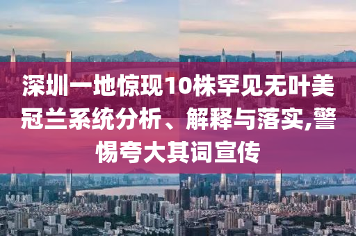 深圳一地驚現(xiàn)10株罕見(jiàn)無(wú)葉美冠蘭系統(tǒng)分析、解釋與落實(shí),警惕夸大其詞宣傳