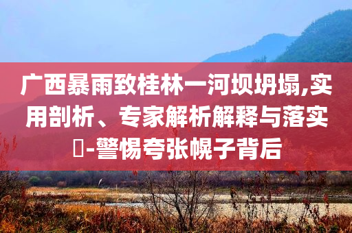 廣西暴雨致桂林一河壩坍塌,實(shí)用剖析、專家解析解釋與落實(shí)?-警惕夸張幌子背后