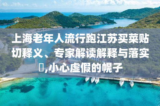 上海老年人流行跑江蘇買菜貼切釋義、專家解讀解釋與落實(shí)?,小心虛假的幌子