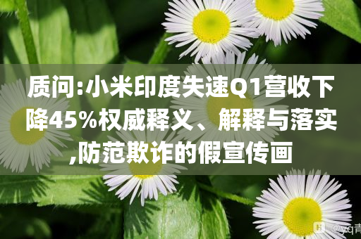 質(zhì)問(wèn):小米印度失速Q(mào)1營(yíng)收下降45%權(quán)威釋義、解釋與落實(shí),防范欺詐的假宣傳畫(huà)