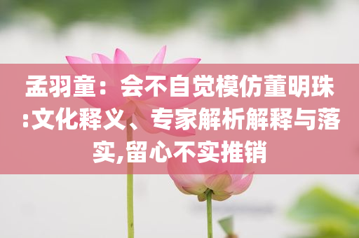 孟羽童：會(huì)不自覺(jué)模仿董明珠:文化釋義、專(zhuān)家解析解釋與落實(shí),留心不實(shí)推銷(xiāo)
