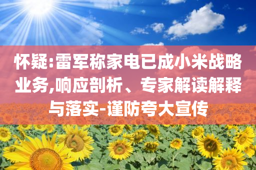 懷疑:雷軍稱家電已成小米戰(zhàn)略業(yè)務,響應剖析、專家解讀解釋與落實-謹防夸大宣傳