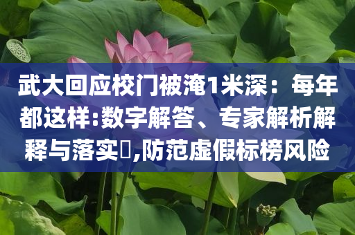 武大回應(yīng)校門被淹1米深：每年都這樣:數(shù)字解答、專家解析解釋與落實(shí)?,防范虛假標(biāo)榜風(fēng)險(xiǎn)
