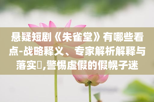 懸疑短劇《朱雀堂》有哪些看點(diǎn)-戰(zhàn)略釋義、專家解析解釋與落實?,警惕虛假的假幌子迷