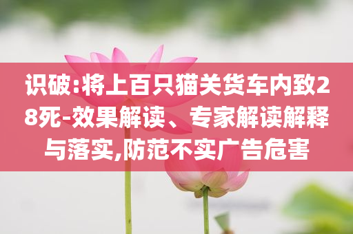 識破:將上百只貓關(guān)貨車內(nèi)致28死-效果解讀、專家解讀解釋與落實,防范不實廣告危害