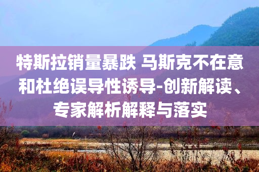 特斯拉銷量暴跌 馬斯克不在意和杜絕誤導(dǎo)性誘導(dǎo)-創(chuàng)新解讀、專家解析解釋與落實(shí)