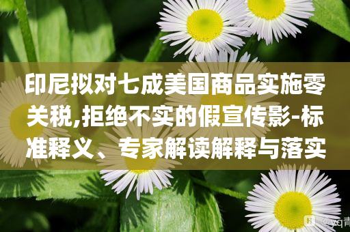 印尼擬對七成美國商品實施零關(guān)稅,拒絕不實的假宣傳影-標準釋義、專家解讀解釋與落實