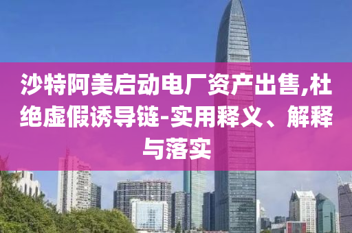沙特阿美啟動電廠資產(chǎn)出售,杜絕虛假誘導鏈-實用釋義、解釋與落實