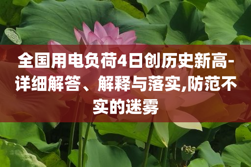 全國用電負(fù)荷4日創(chuàng)歷史新高-詳細(xì)解答、解釋與落實,防范不實的迷霧