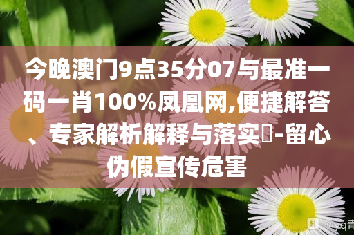 今晚澳門(mén)9點(diǎn)35分07與最準(zhǔn)一碼一肖100%鳳凰網(wǎng),便捷解答、專(zhuān)家解析解釋與落實(shí)?-留心偽假宣傳危害