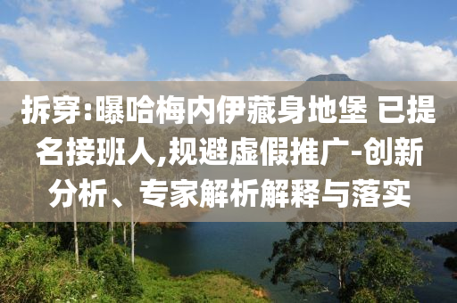 拆穿:曝哈梅內(nèi)伊藏身地堡 已提名接班人,規(guī)避虛假推廣-創(chuàng)新分析、專家解析解釋與落實(shí)
