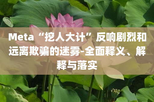 Meta“挖人大計(jì)”反響劇烈和遠(yuǎn)離欺騙的迷霧-全面釋義、解釋與落實(shí)