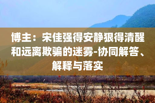 博主：宋佳強(qiáng)得安靜狠得清醒和遠(yuǎn)離欺騙的迷霧-協(xié)同解答、解釋與落實(shí)