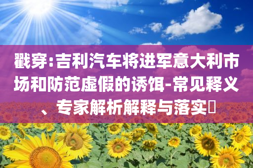 戳穿:吉利汽車將進(jìn)軍意大利市場和防范虛假的誘餌-常見釋義、專家解析解釋與落實(shí)?