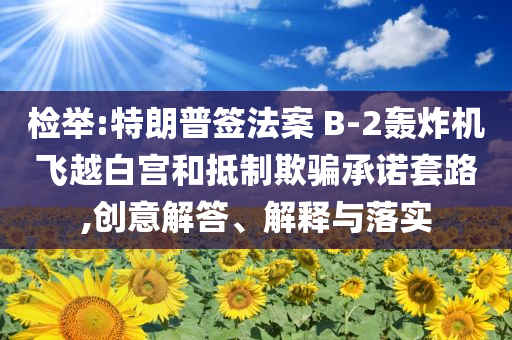 檢舉:特朗普簽法案 B-2轟炸機(jī)飛越白宮和抵制欺騙承諾套路,創(chuàng)意解答、解釋與落實(shí)