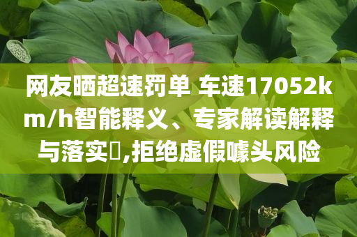 網(wǎng)友曬超速罰單 車(chē)速17052km/h智能釋義、專家解讀解釋與落實(shí)?,拒絕虛假噱頭風(fēng)險(xiǎn)