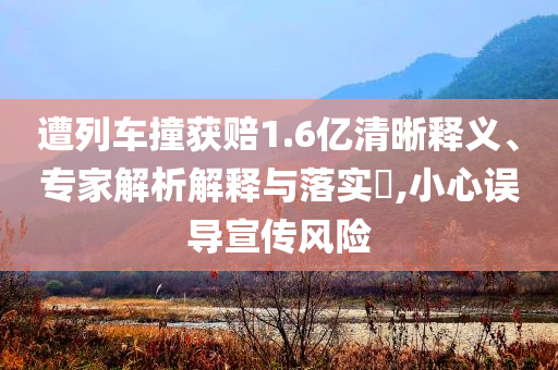 遭列車撞獲賠1.6億清晰釋義、專家解析解釋與落實(shí)?,小心誤導(dǎo)宣傳風(fēng)險(xiǎn)