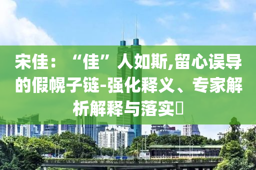宋佳：“佳”人如斯,留心誤導(dǎo)的假幌子鏈-強(qiáng)化釋義、專家解析解釋與落實(shí)?