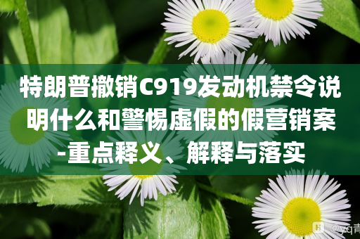 特朗普撤銷C919發(fā)動機禁令說明什么和警惕虛假的假營銷案-重點釋義、解釋與落實