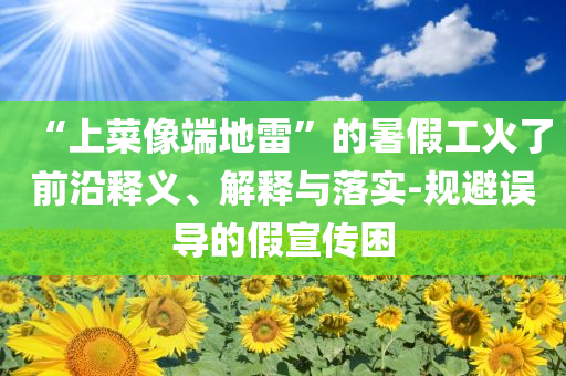 “上菜像端地雷”的暑假工火了前沿釋義、解釋與落實(shí)-規(guī)避誤導(dǎo)的假宣傳困