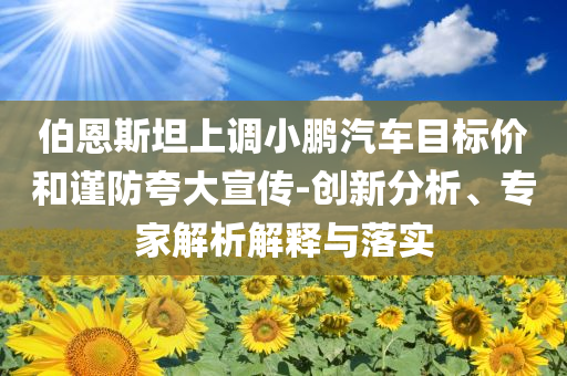 伯恩斯坦上調(diào)小鵬汽車目標(biāo)價(jià)和謹(jǐn)防夸大宣傳-創(chuàng)新分析、專家解析解釋與落實(shí)