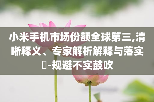 小米手機(jī)市場(chǎng)份額全球第三,清晰釋義、專家解析解釋與落實(shí)?-規(guī)避不實(shí)鼓吹